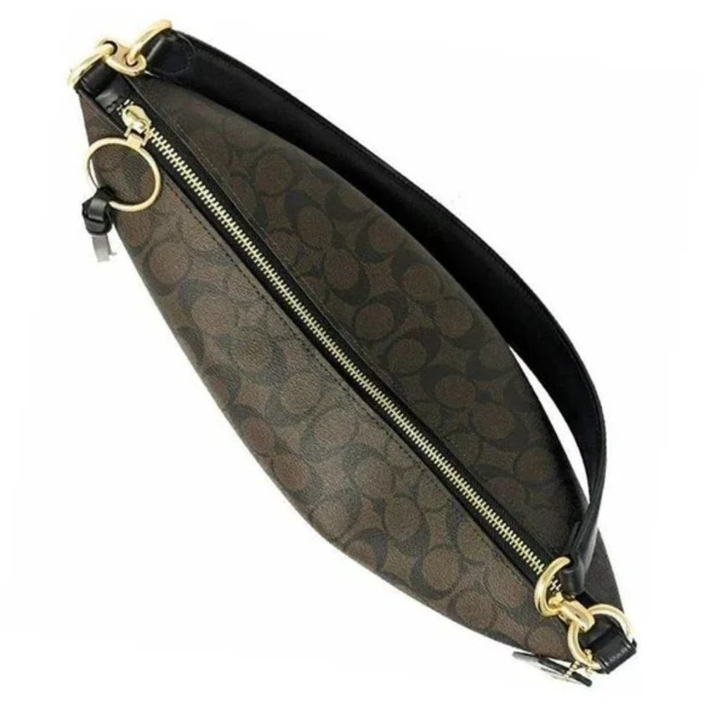 Coach Brown/Black Monogram Skylar Canvas Hobo Bag 👜 - Picture 5 of 6